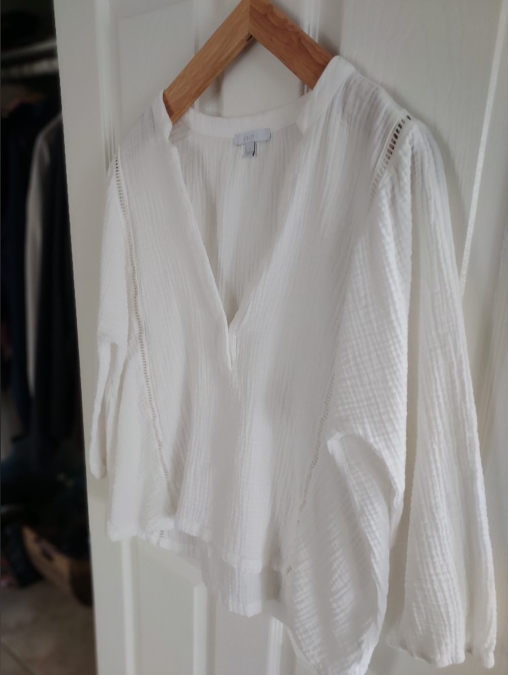 Johnny Was Calme Collection White Women's Gauze Peasant Shirt, Sm Runs Like Med